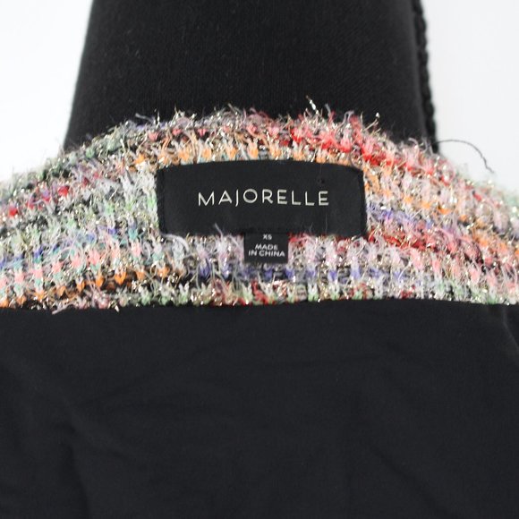 MAJORELLE Metallic Striped Louise Cardigan Silver V-Neck Embellished Sweater XS - Picture 8 of 9